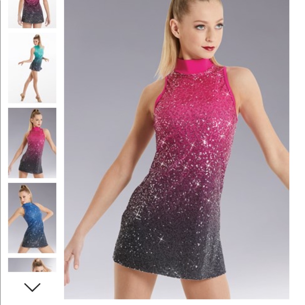 Pink to black ombré sequin dress